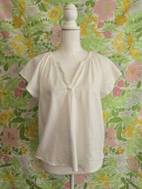 Linen Blend Flutter Sleeve Blouse